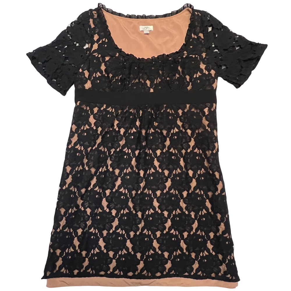 Ann Taylor LOFT Black‎ Floral Lace Overlay Romantic Whimsigoth Dress Size 18